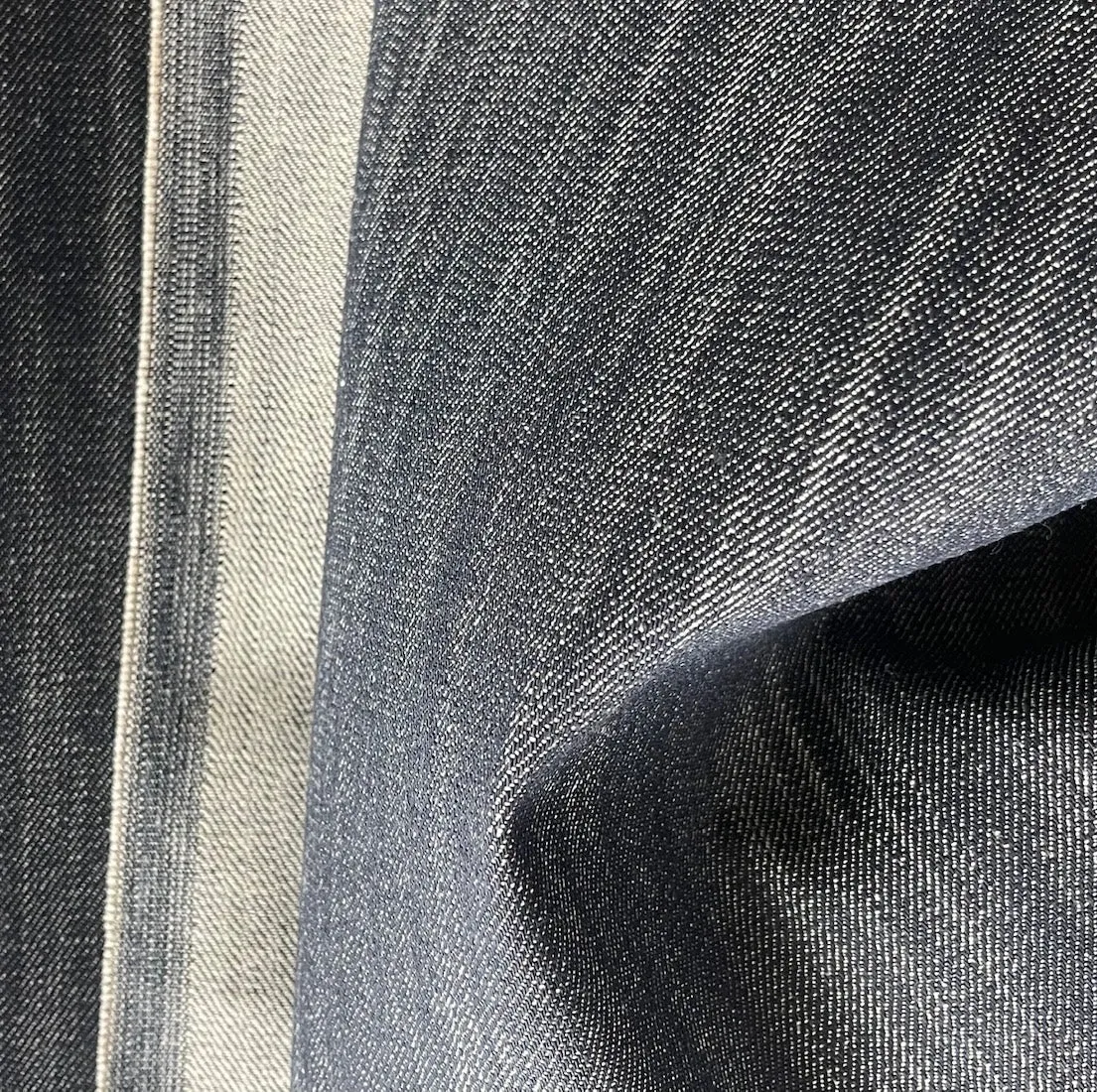 12 Oz Blackened Blue Striped Cotton Denim (Made in USA)