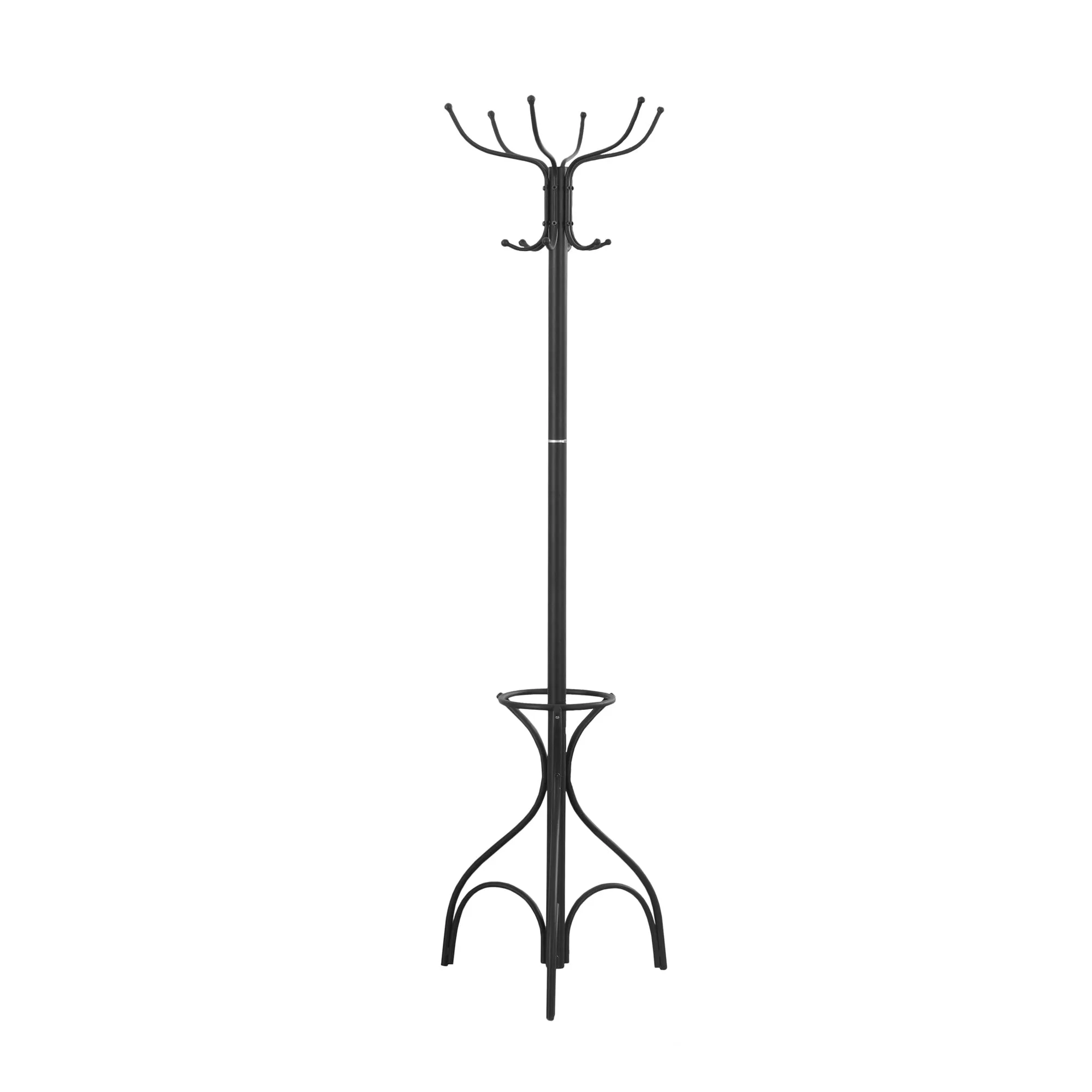 18" X 18" X 70" Black  Metal  Coat Rack