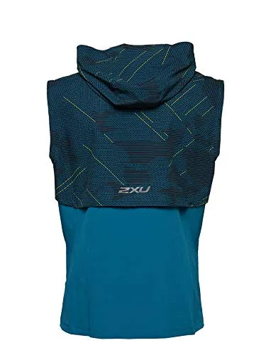 2XU Men's GHST Woven 2 in 1 Jacket , Linear Camo Large / Corsair, S