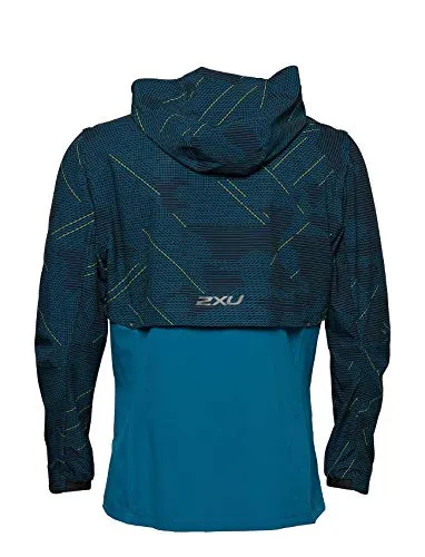 2XU Men's GHST Woven 2 in 1 Jacket , Linear Camo Large / Corsair, S