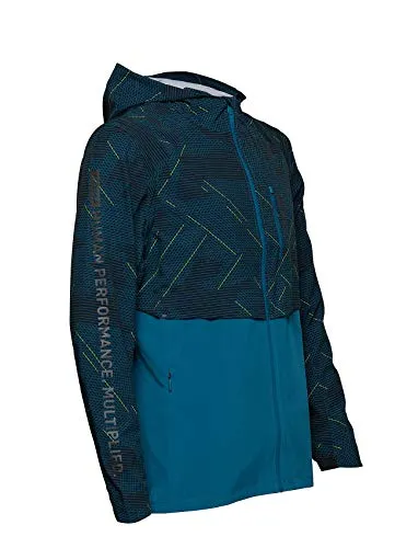 2XU Men's GHST Woven 2 in 1 Jacket , Linear Camo Large / Corsair, S