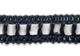 3/4" Jaunty Navy & White Threaded Braided Trim (Made in France)