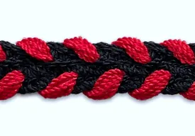 5/8" Midnight Navy & Maraschino Braided Trim (Made in USA)