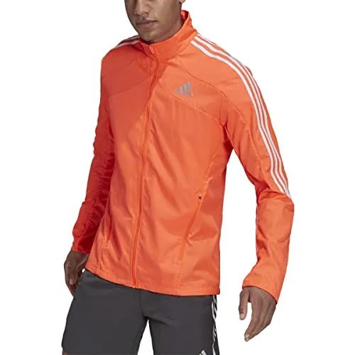 adidas Men's Marathon Jacket 3-Stripes, Solar Red/White, X-Small