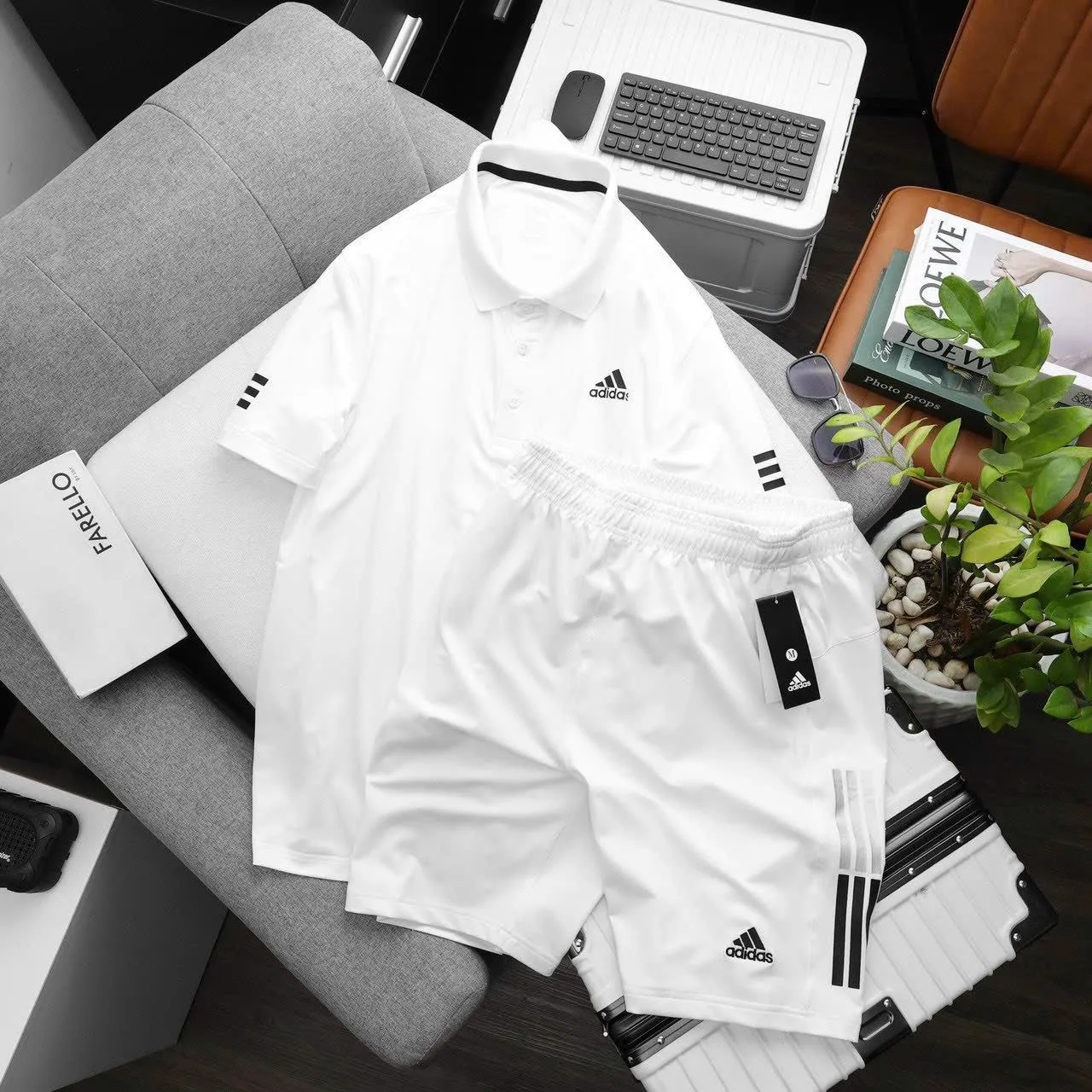 ADIDAS TRAINING SET (POLO TSHIRT AND SHORTS)