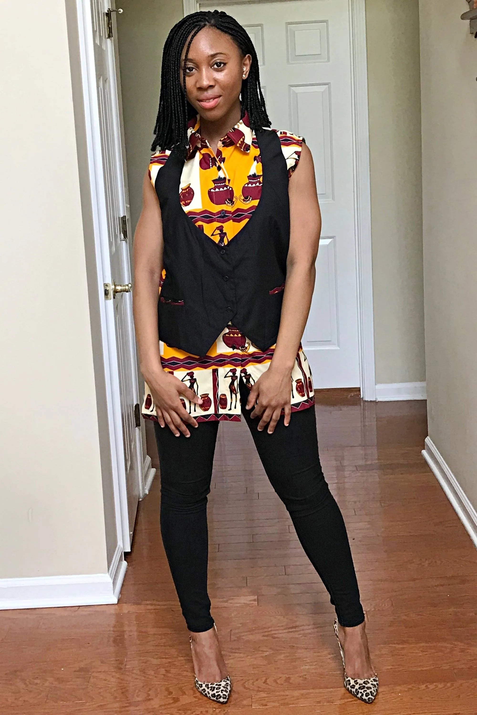 African Print Chikere Women's Shirts with Attached Jacket