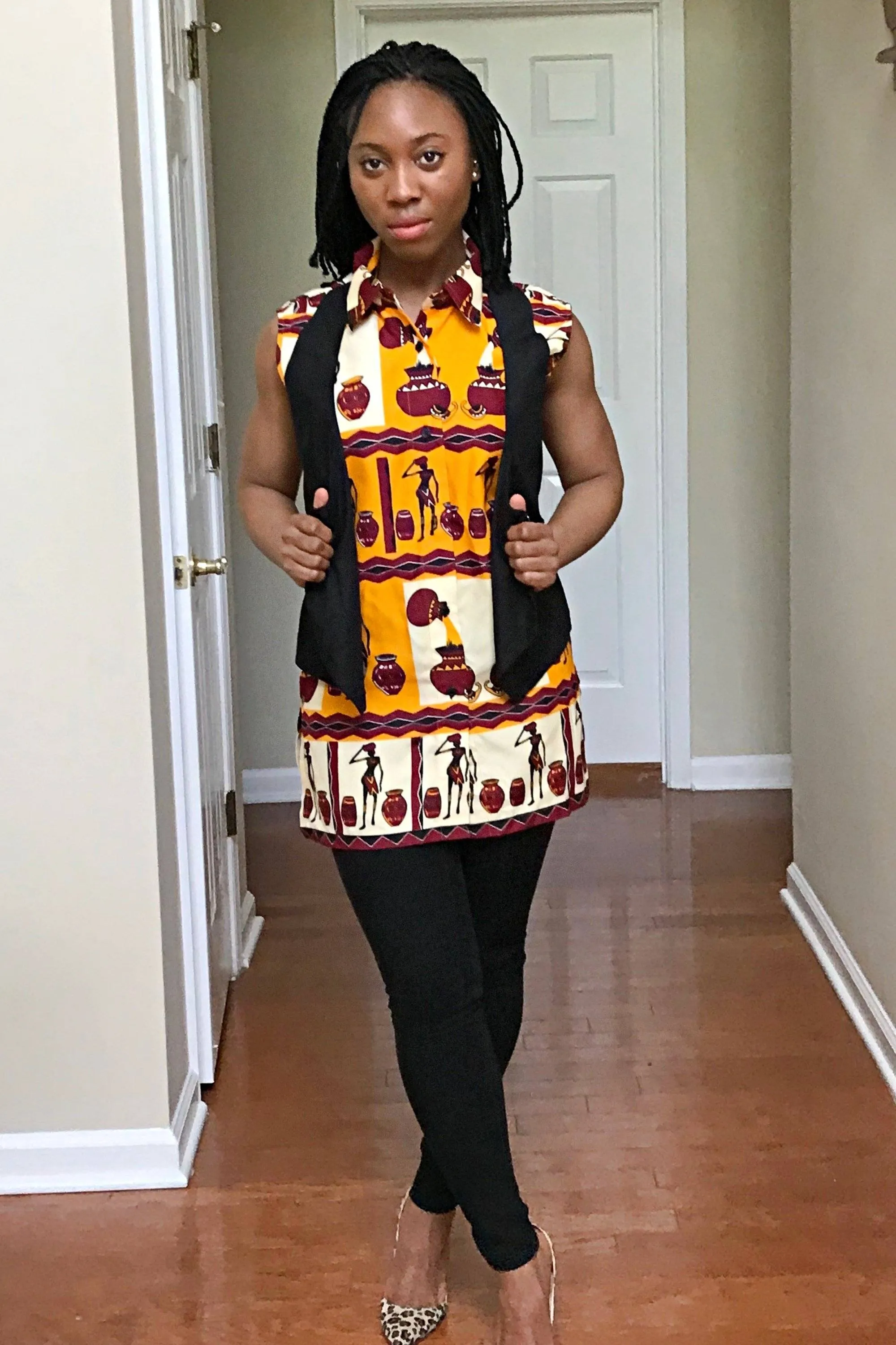 African Print Chikere Women's Shirts with Attached Jacket