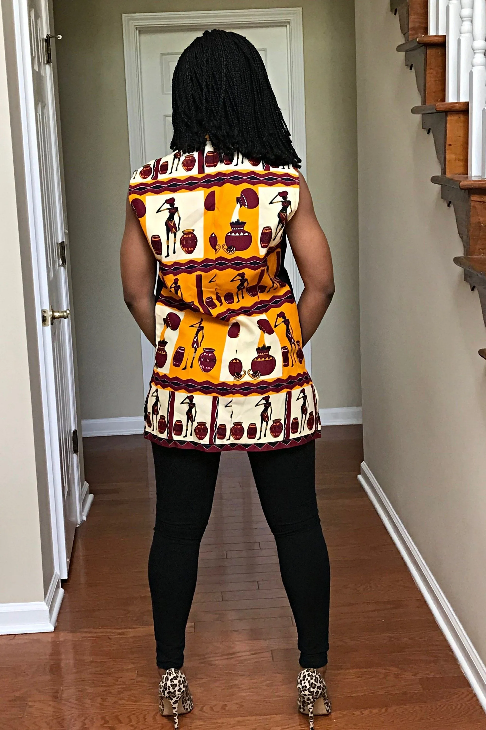 African Print Chikere Women's Shirts with Attached Jacket