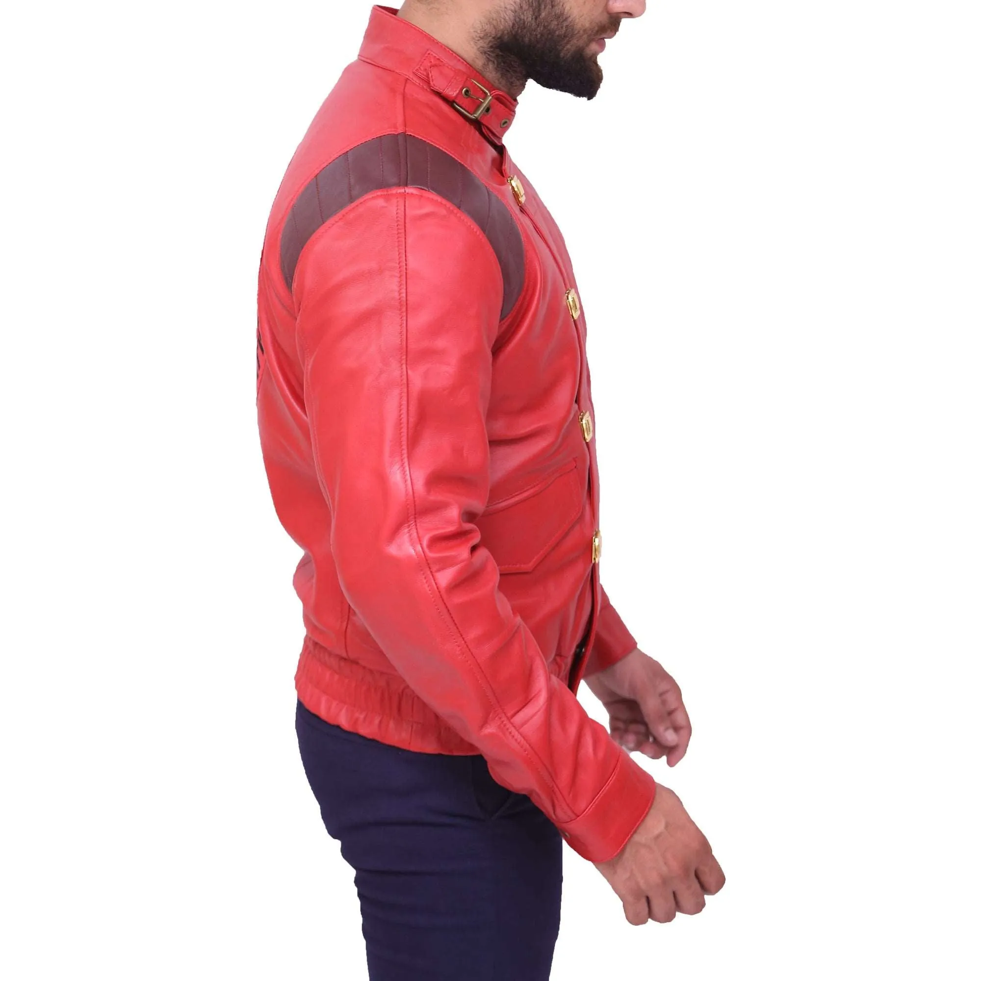 Akira Kaneda Men's Capsule Logo Red Leather Jacket