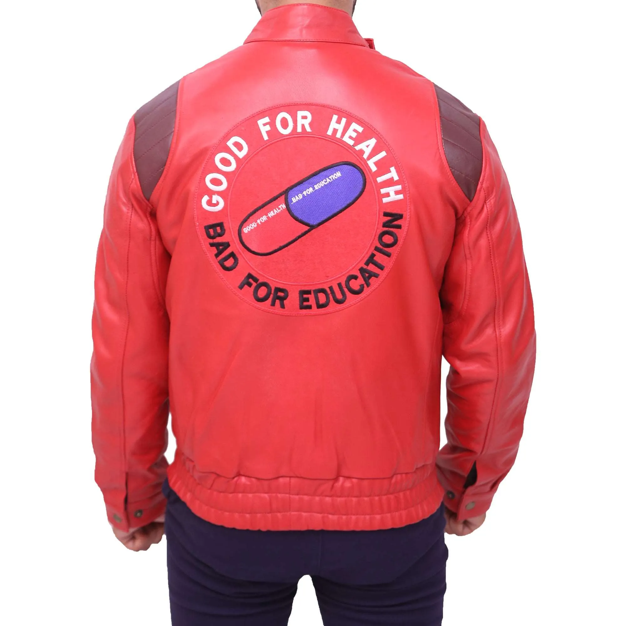 Akira Kaneda Men's Capsule Logo Red Leather Jacket