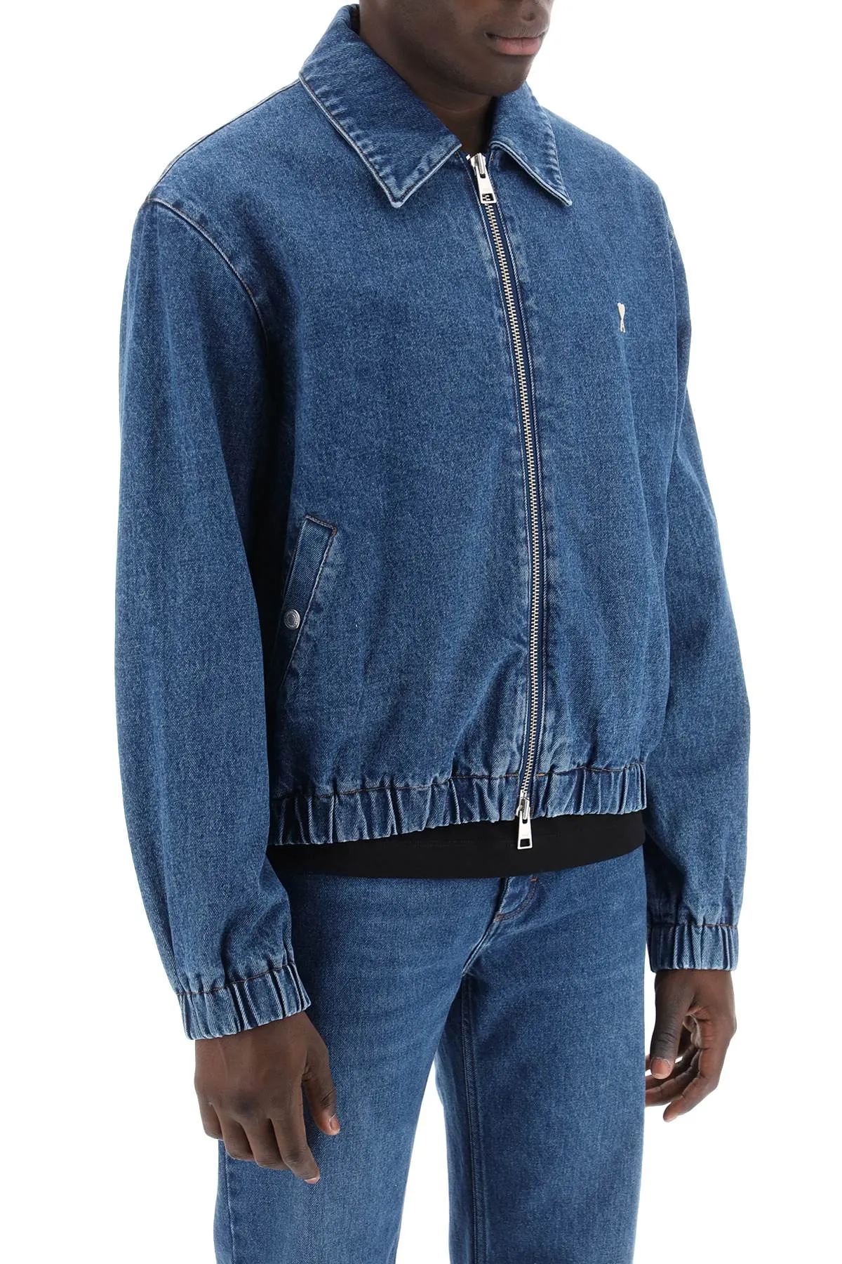 Ami paris denim zip-up blouson