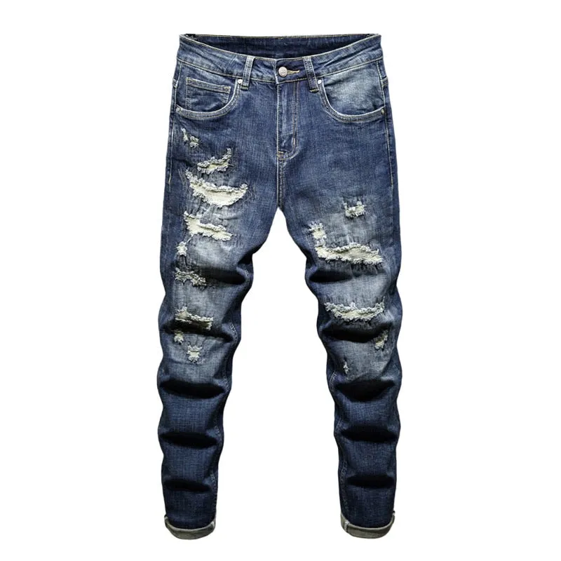 Angelo Ricci™ Distressed Ripped Hip Hop Style Denim Jeans