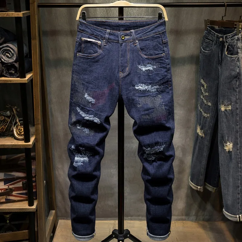 Angelo Ricci™ Distressed Ripped Hip Hop Style Denim Jeans