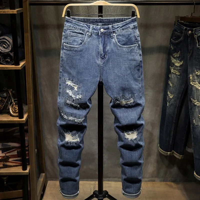 Angelo Ricci™ Distressed Ripped Hip Hop Style Denim Jeans