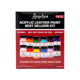 Angelus Acrylic Leather Paint Kit - 1 oz Best Sellers - 12 Colors