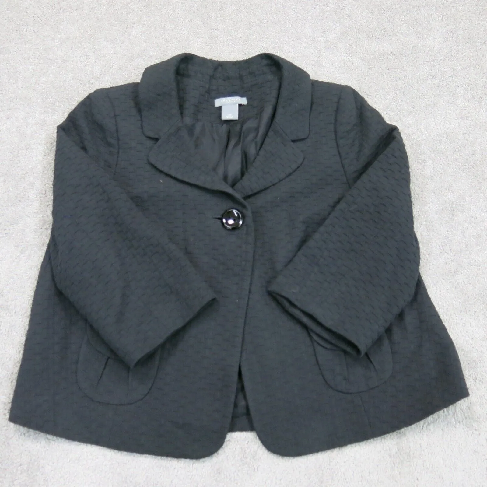 Ann Taylor Womens Blazer Coat Jackets Long Sleeves Front Button Black Size 10P