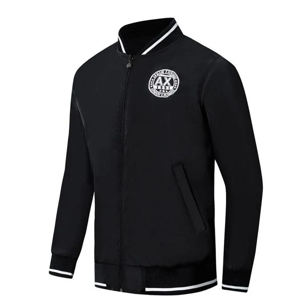 Armani Exchange Ax 1991 Logo Design Black Jacket Tracksuit