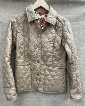 Barbour Beige Lightweight Quilted Padded Jacket with Liberty Print Lining Size 8