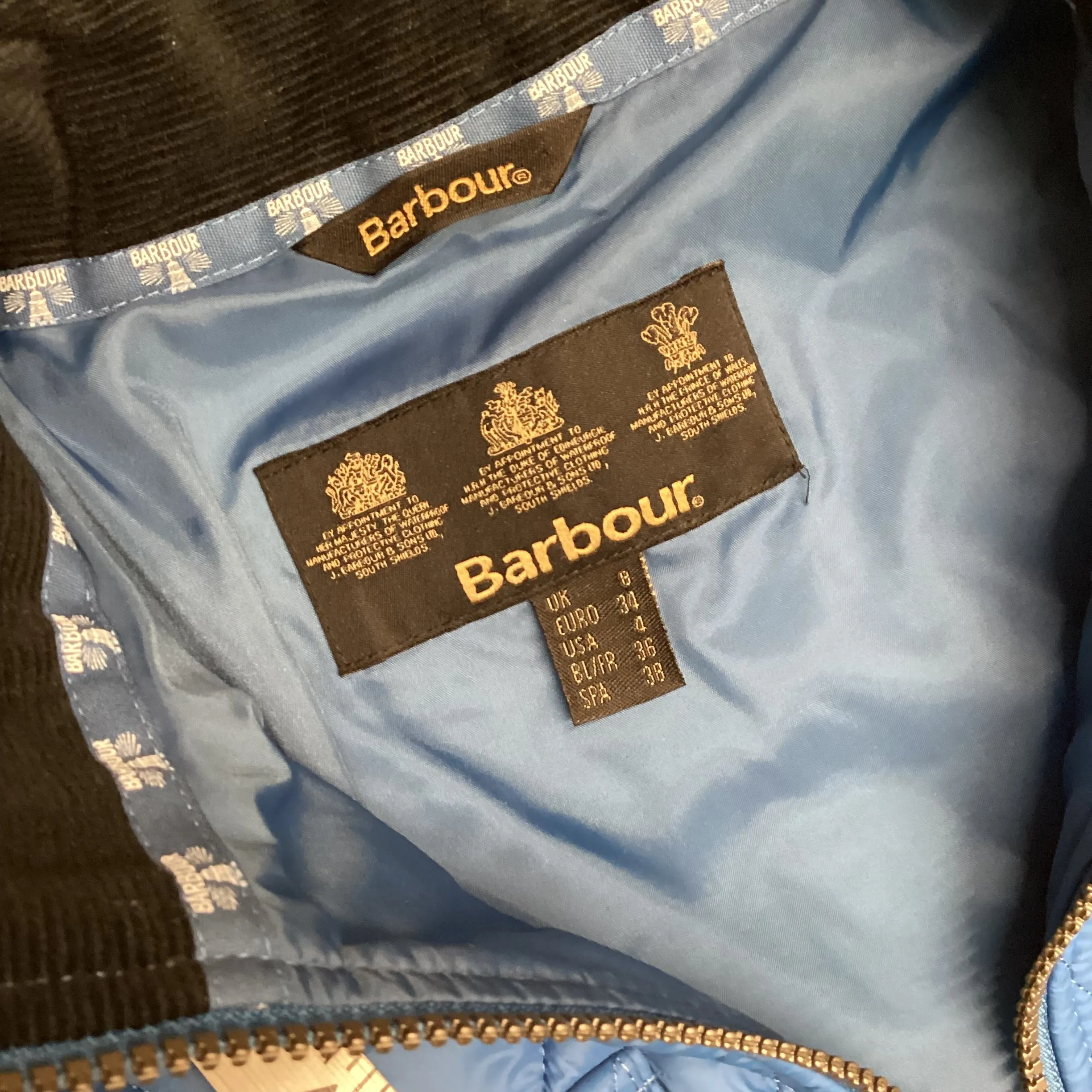 Barbour Blue Dolostone Quilted Jacket Size 8