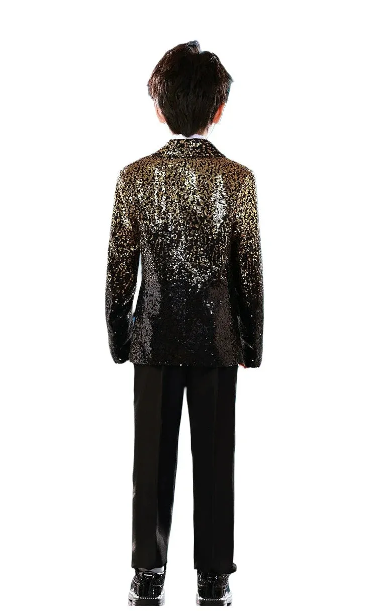 Black Gold Ombre Sequin Suit