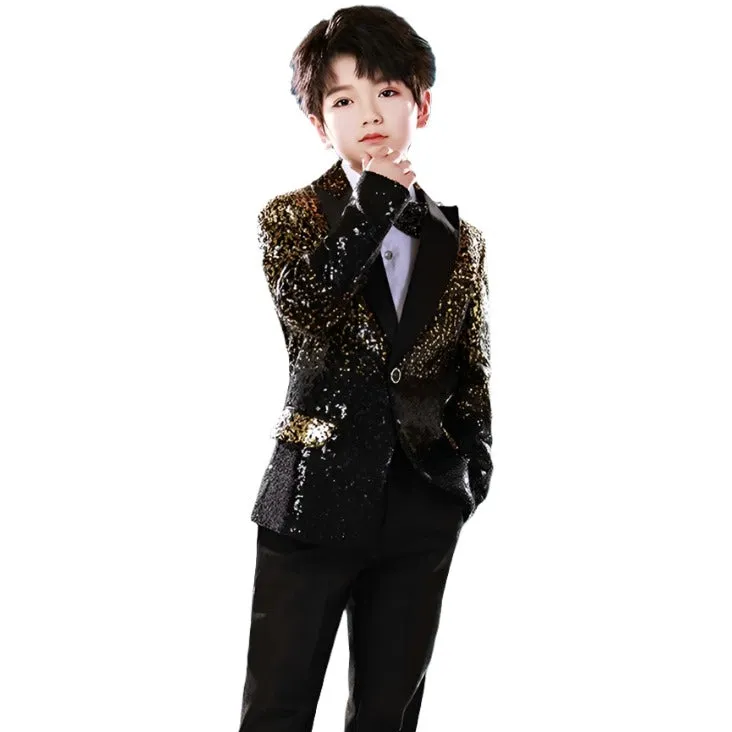 Black Gold Ombre Sequin Suit