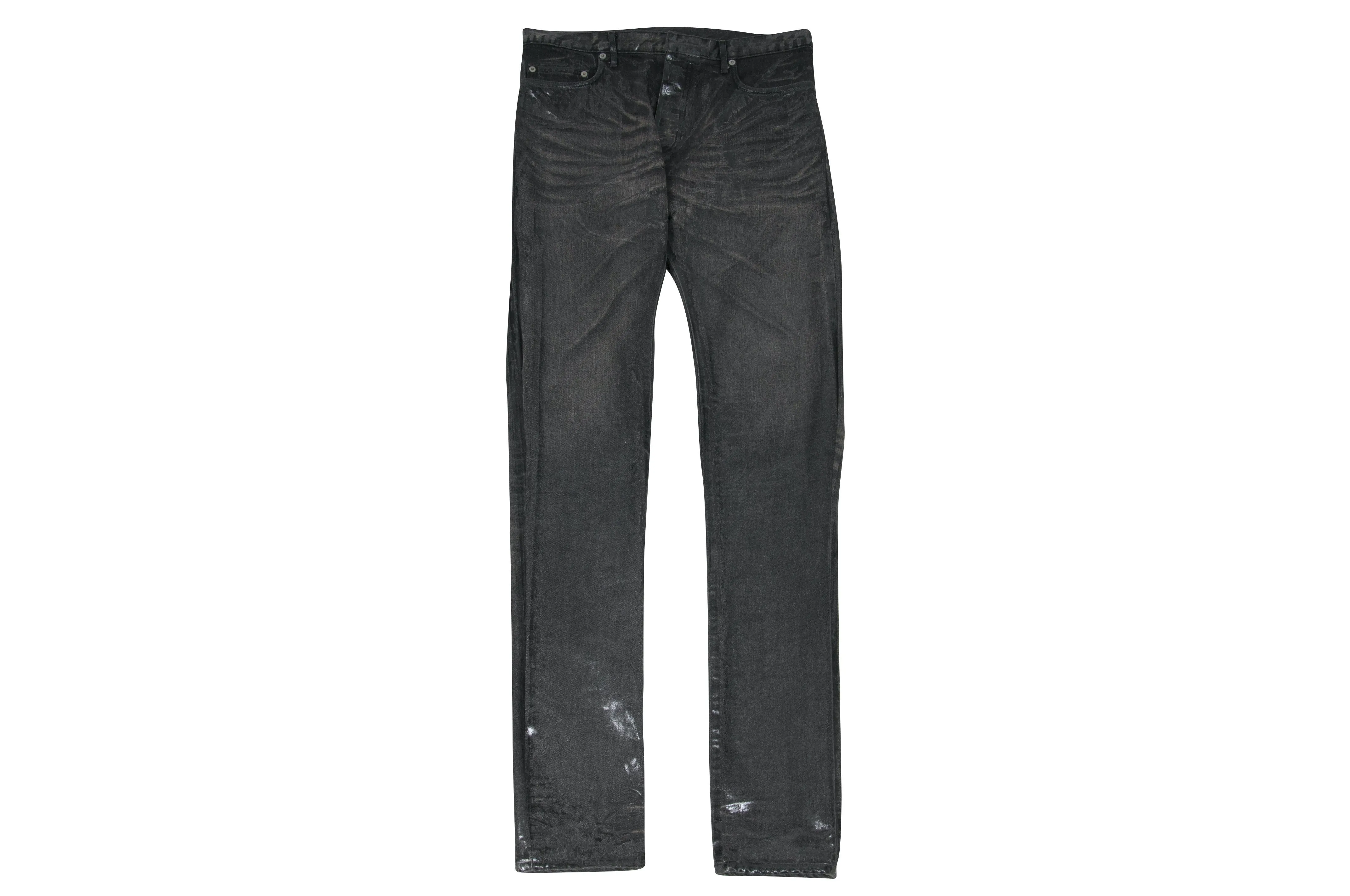 Black Gray Waxed Cracked Hedi Luster Denim