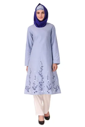 Blue Cotton Embroidered Salwar Kameez