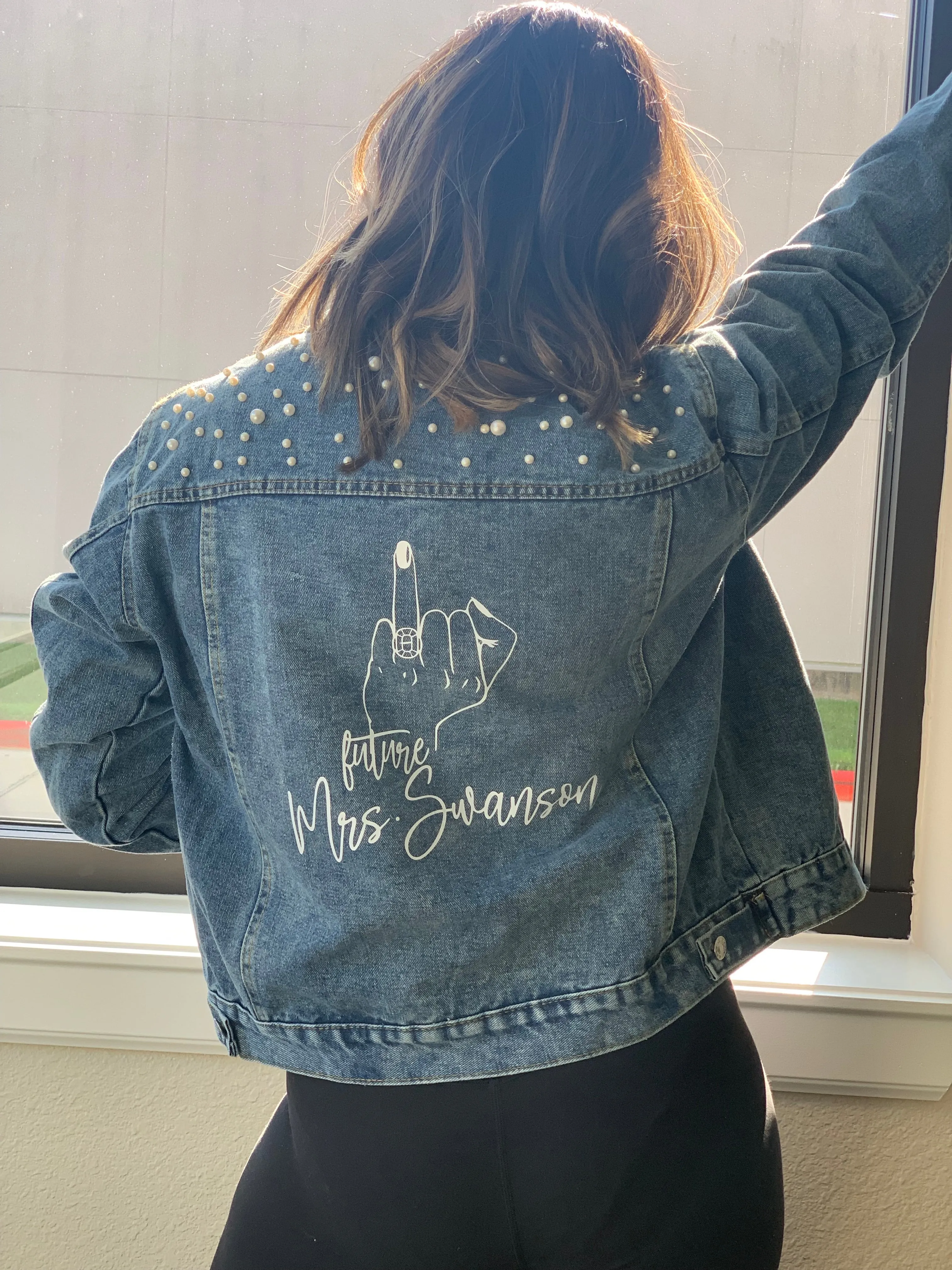 (Blue Pearl) Future Mrs. Denim Jacket