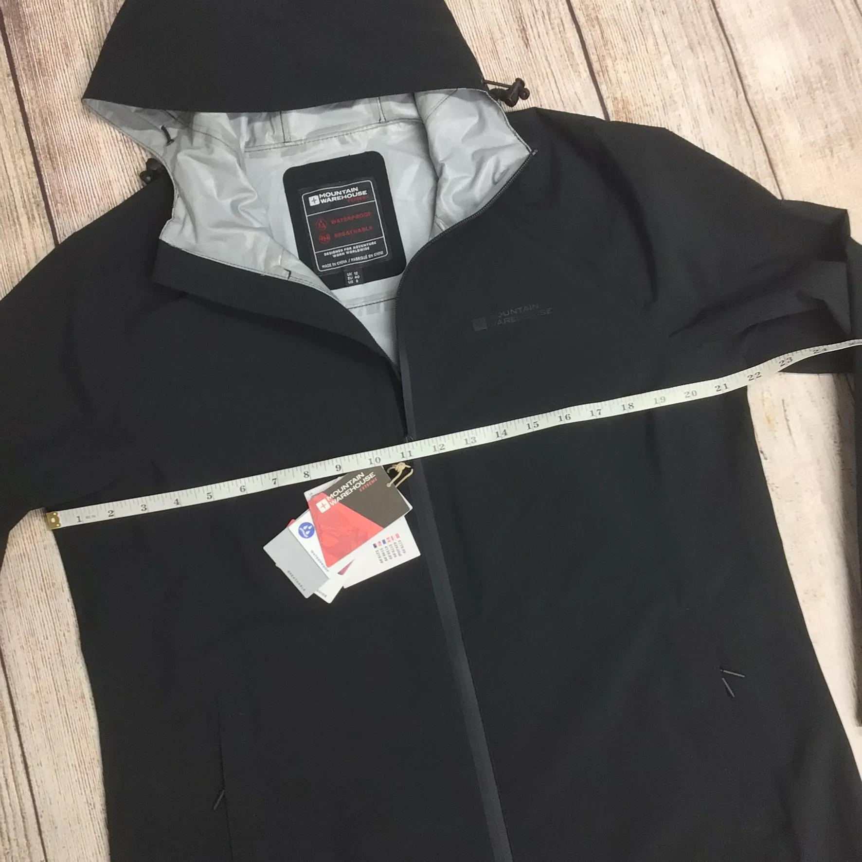 BNWT Mountain Warehouse Black Long Waterproof Jacket Size 12