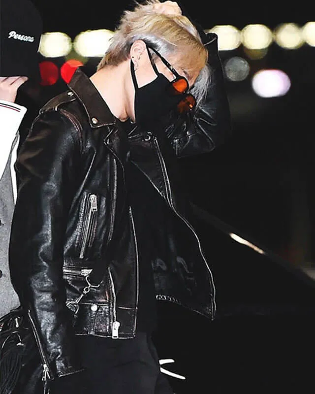 BTS Jimin Black Leather Jacket