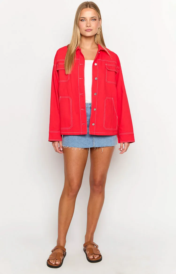 Callie Red Denim Jacket