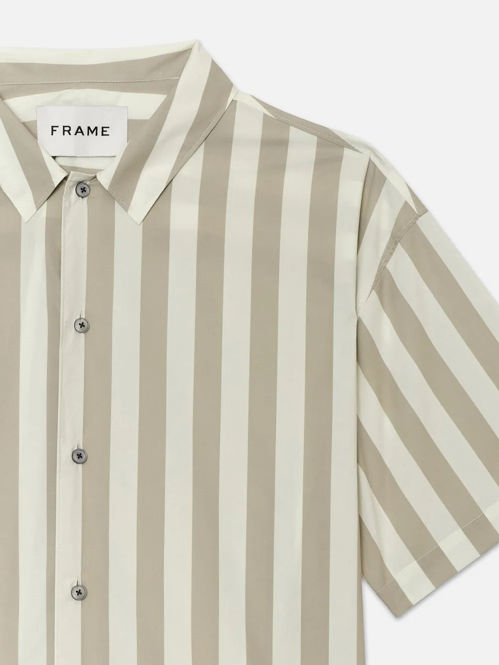 Camp Collar Shirt -- Smoke Beige Stripe