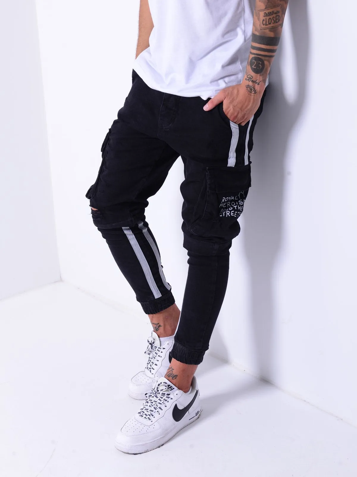 Cargo Jeans White Side Stripes