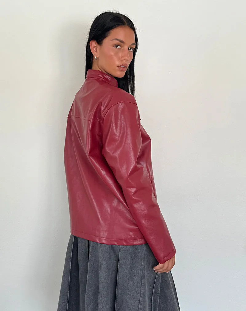 Charlize Moto Jacket in PU Red