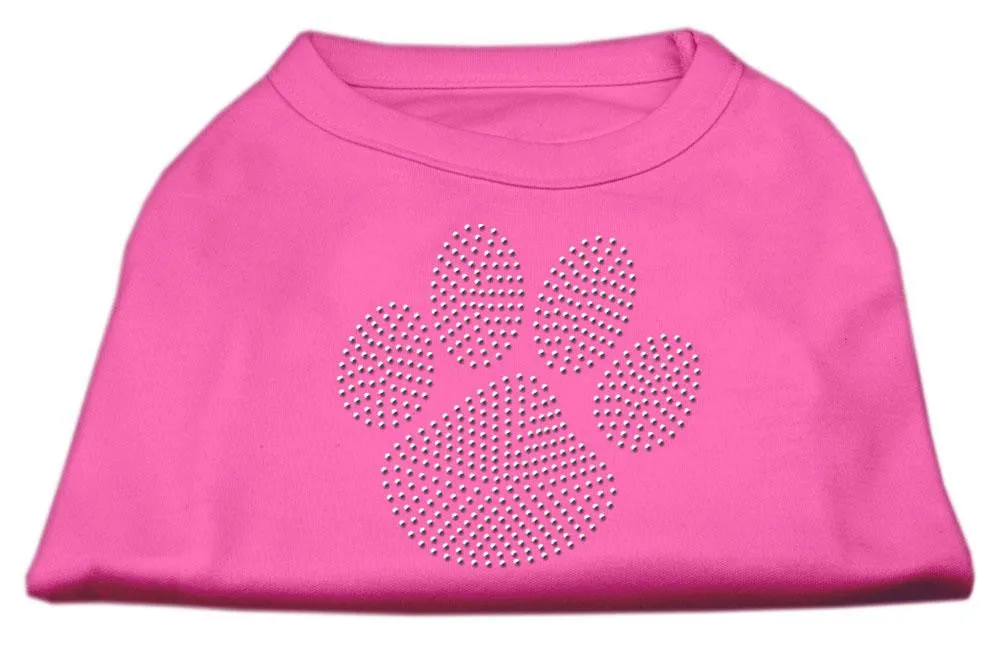 Clear Rhinestone Paw Shirts Bright Pink M (12)