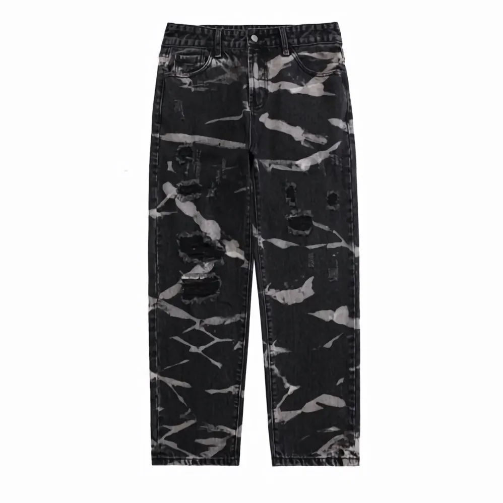 Concrete Tie-Dye Distressed Denim Jeans