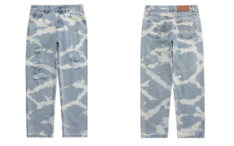 Concrete Tie-Dye Distressed Denim Jeans