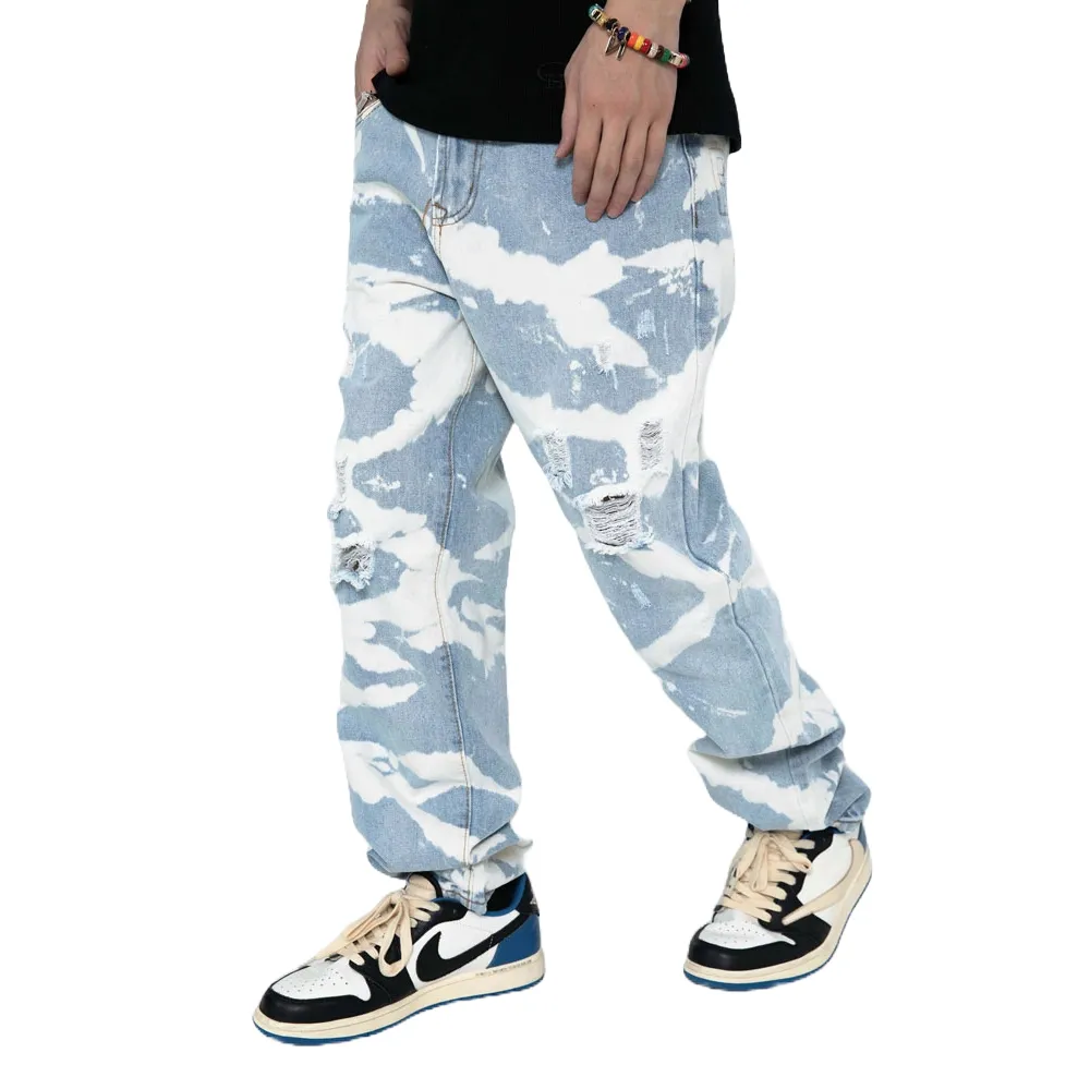 Concrete Tie-Dye Distressed Denim Jeans