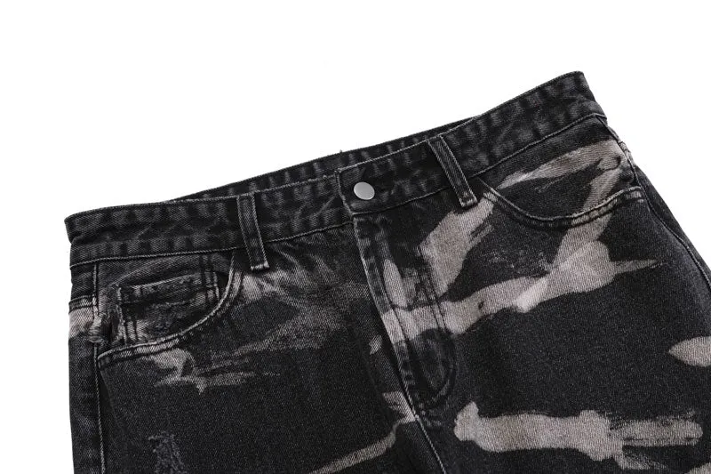 Concrete Tie-Dye Distressed Denim Jeans