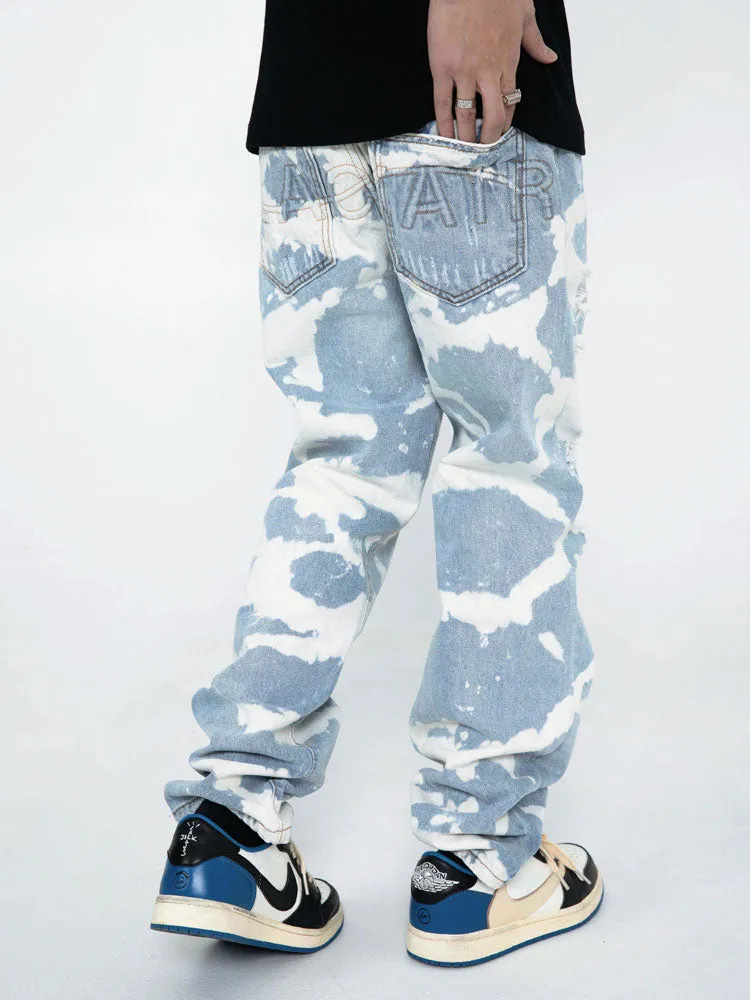 Concrete Tie-Dye Distressed Denim Jeans