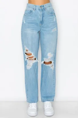 COTTON RIGID BAGGY STRAIGHT JEANS