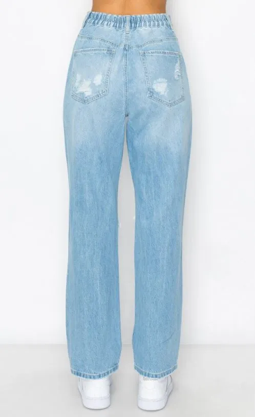 COTTON RIGID BAGGY STRAIGHT JEANS