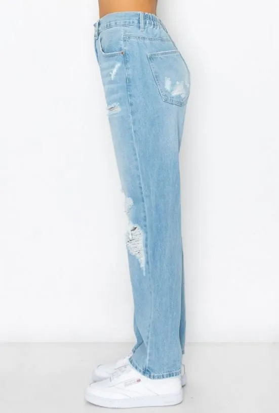 COTTON RIGID BAGGY STRAIGHT JEANS