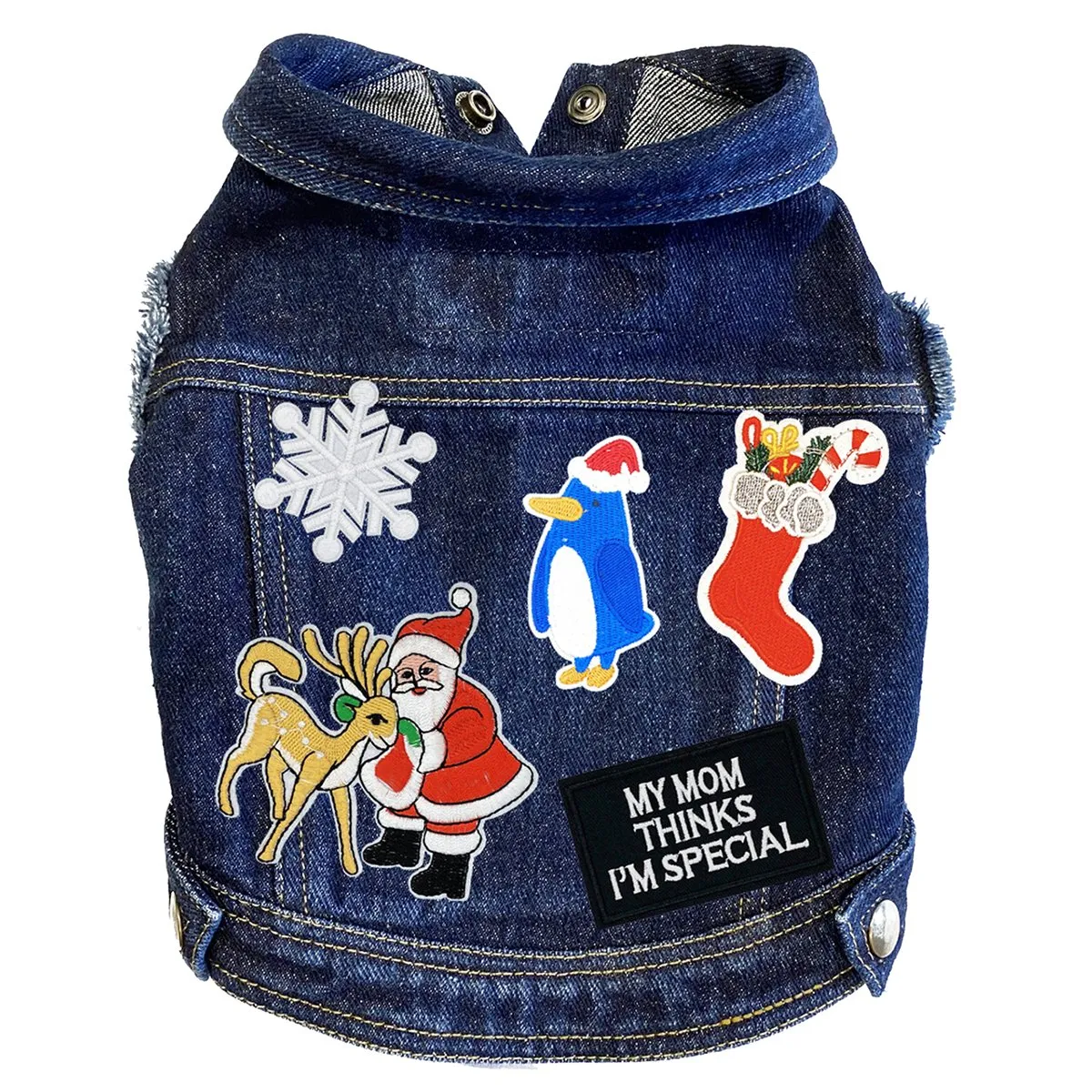 Custom Christmas Denim Dog Jacket I'm Special