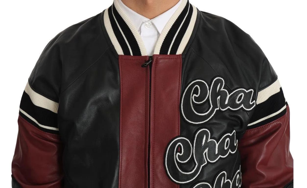 Dolce & Gabbana Leather Club Lounge Black Red Jacket