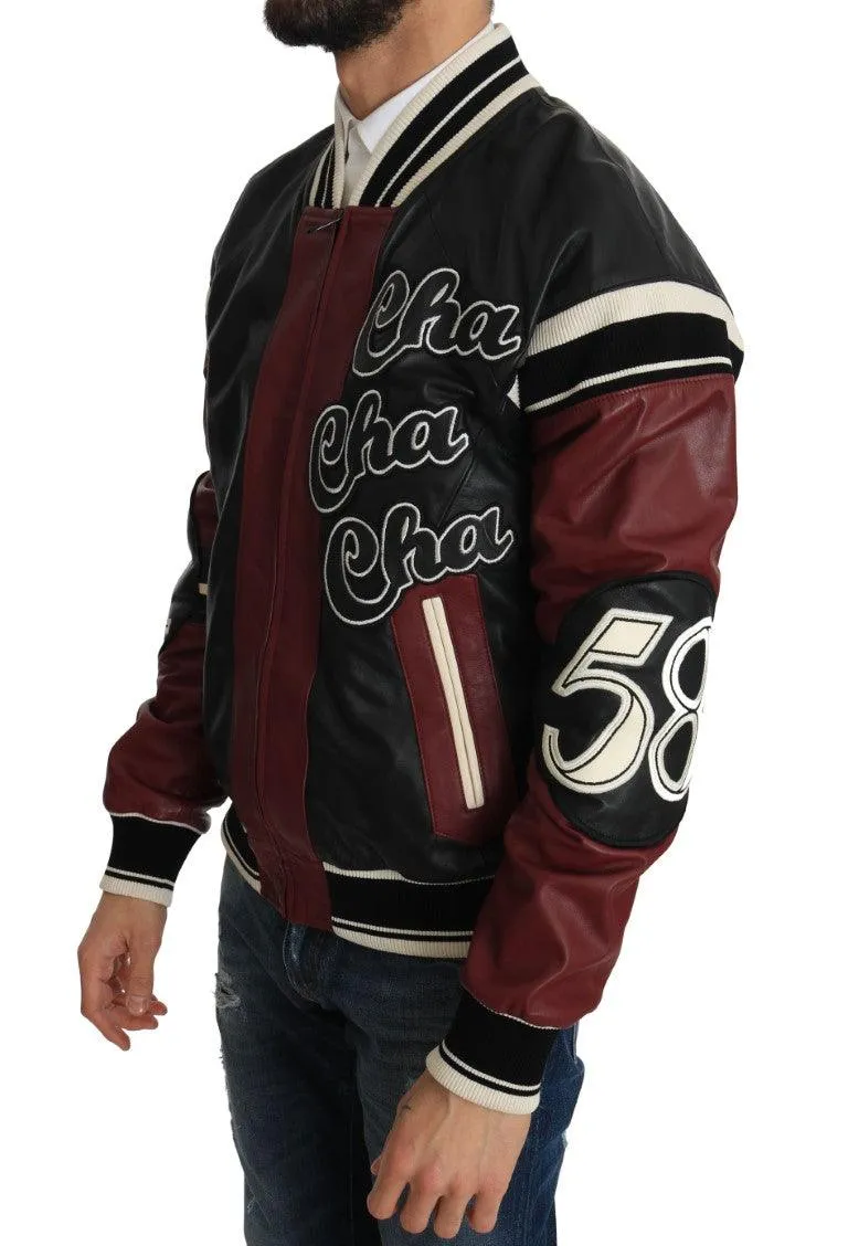 Dolce & Gabbana Leather Club Lounge Black Red Jacket