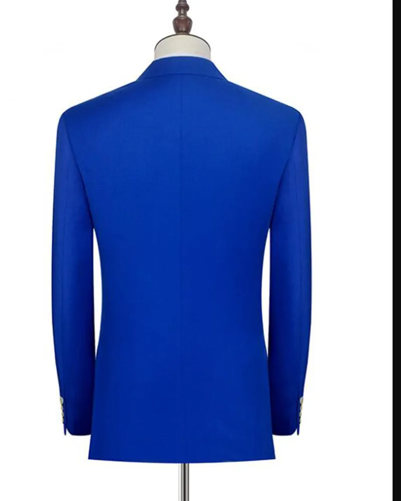 Double Breasted Royal Blue Suit for Men two Pieces (Jacket black pants)