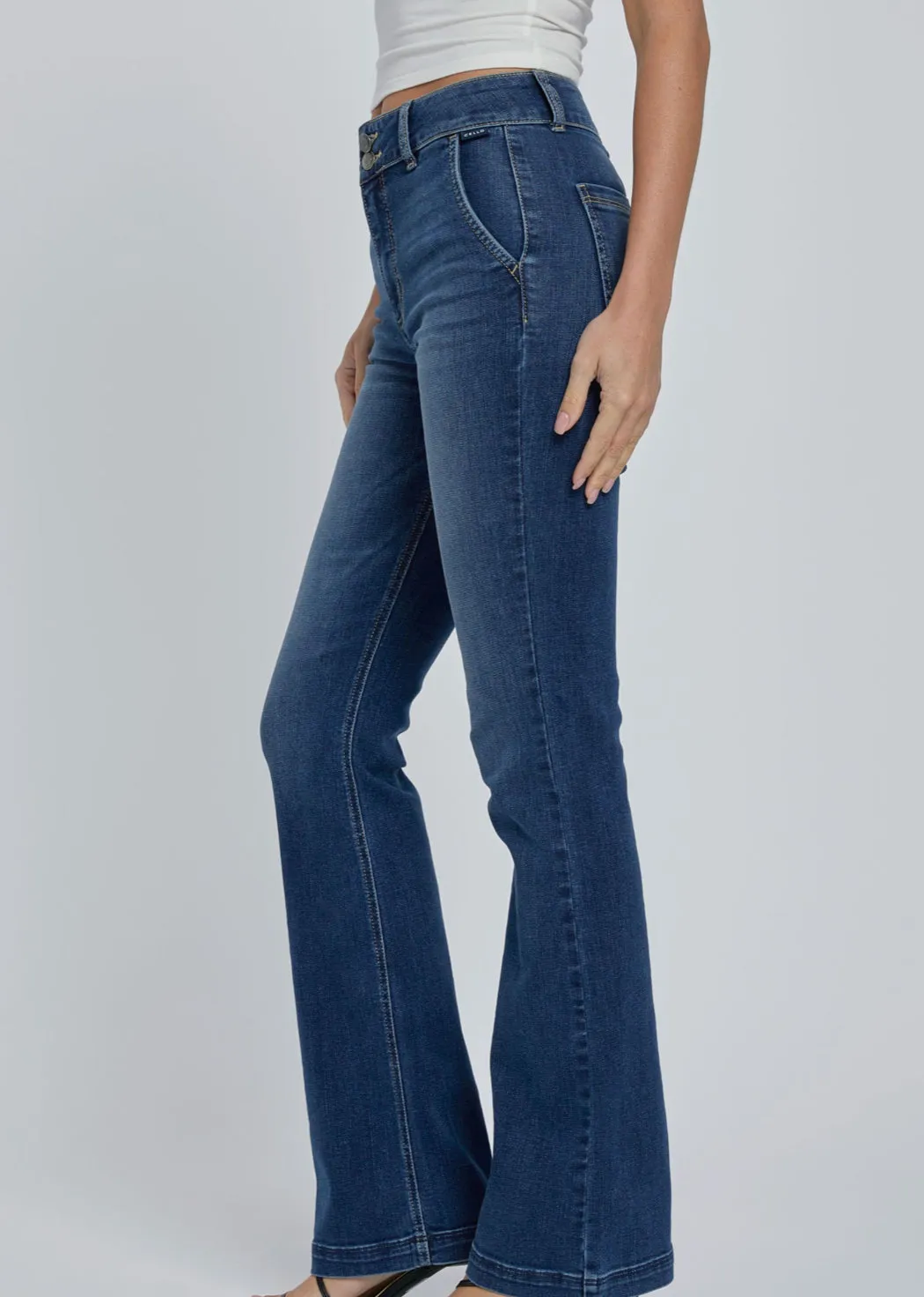 Double Button Retro Flare Jean