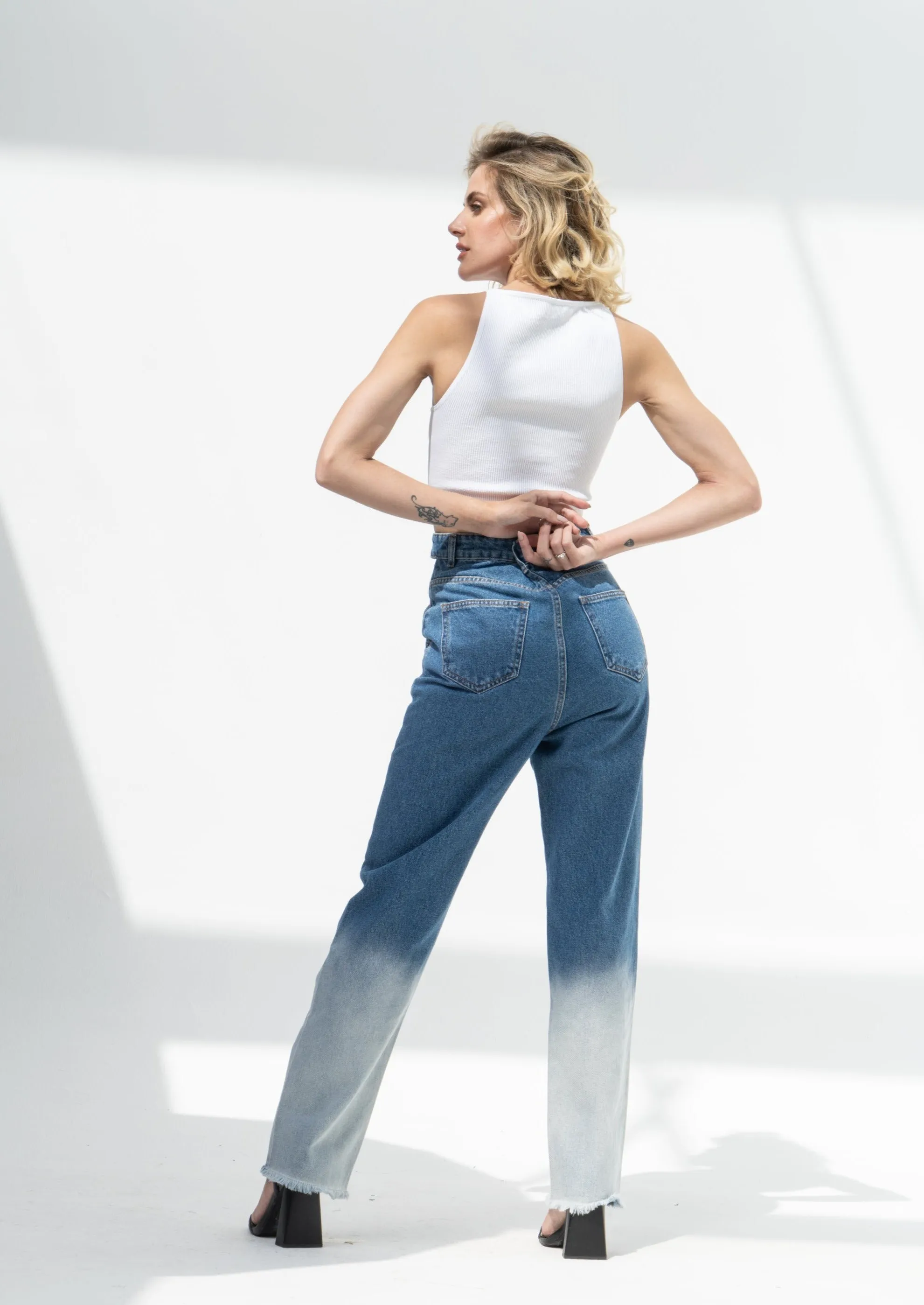 Double Waist Straight Fit Jeans