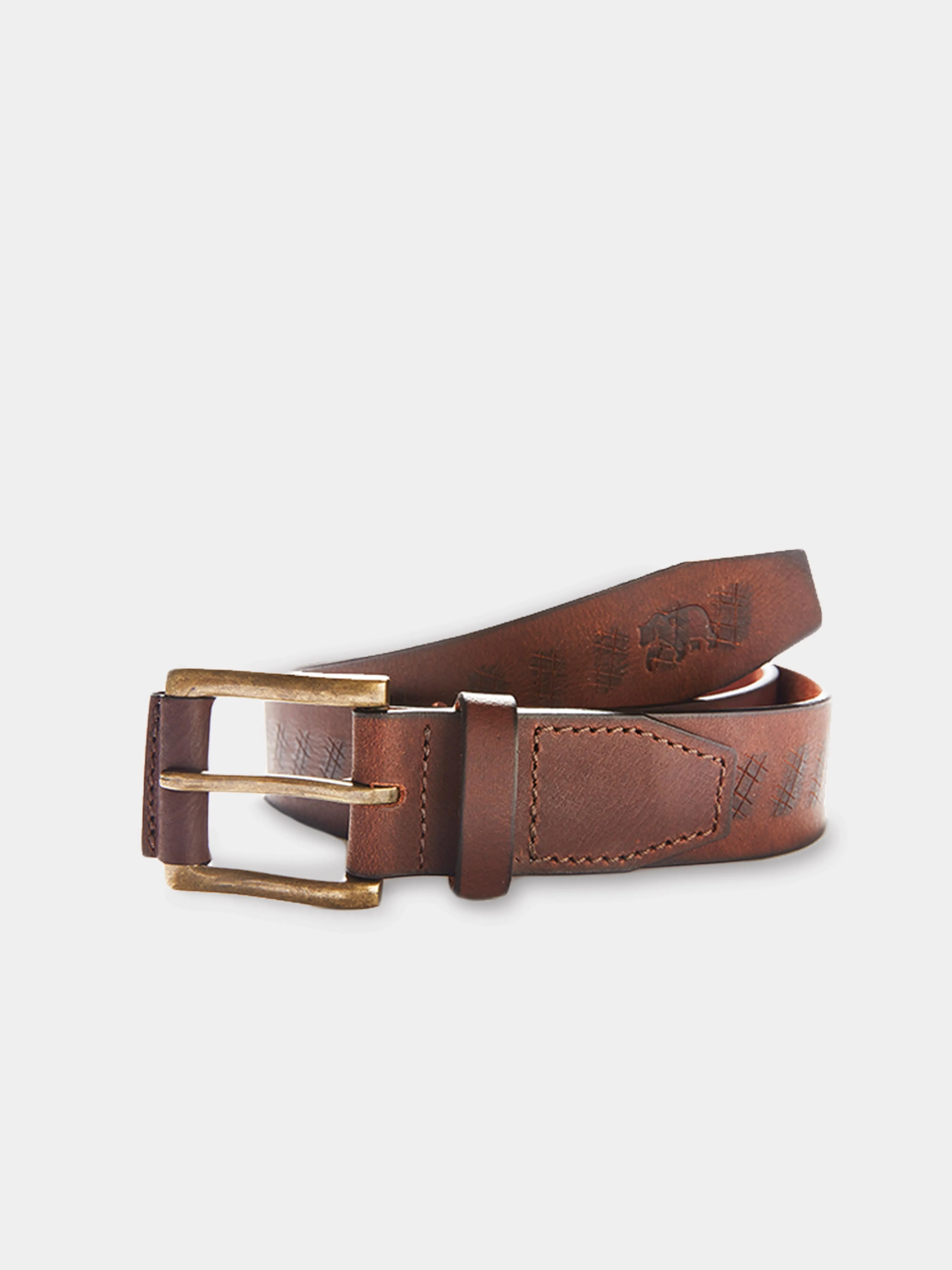 Etched Leather Belt in Brown